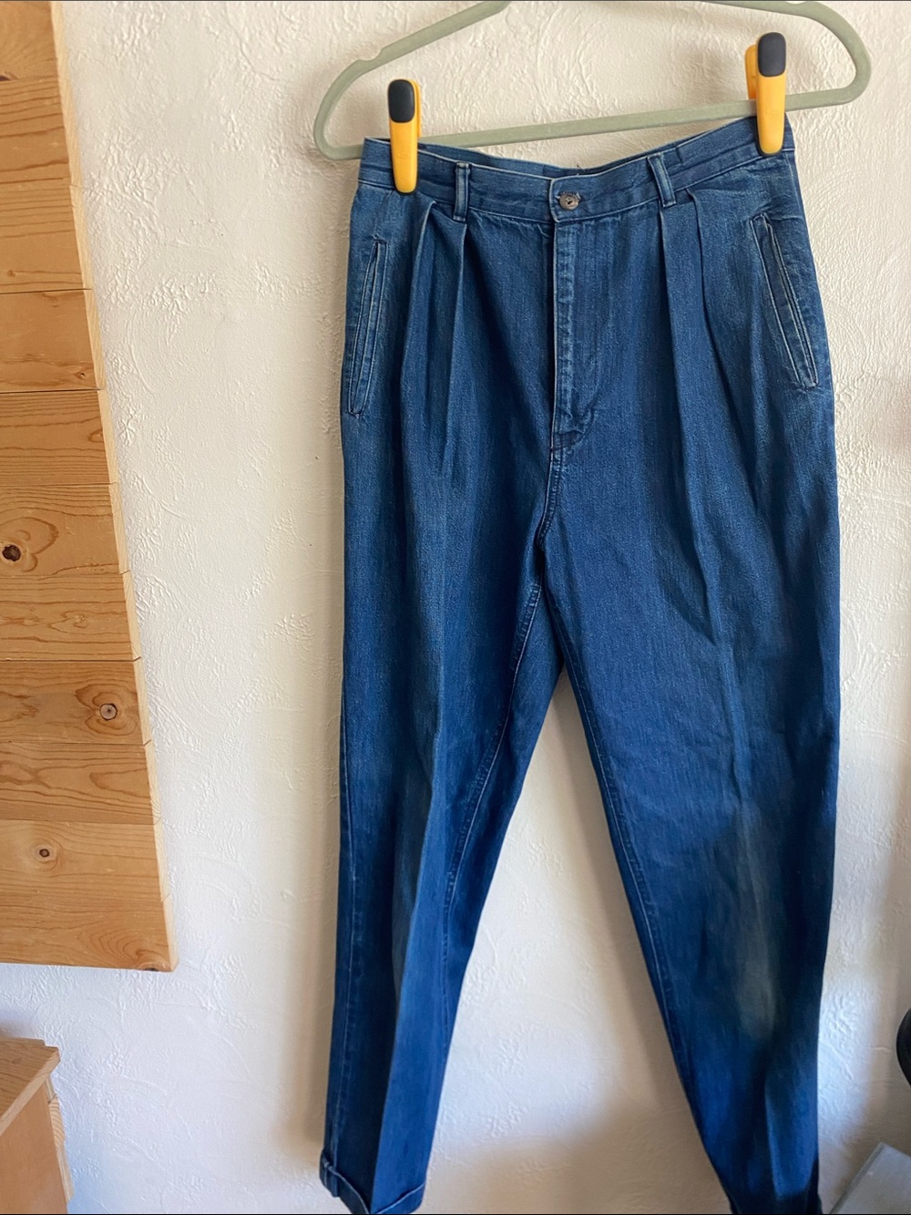 Vintage Ralph Lauren Women's Relaxed Pleated Dark Blue Jeans